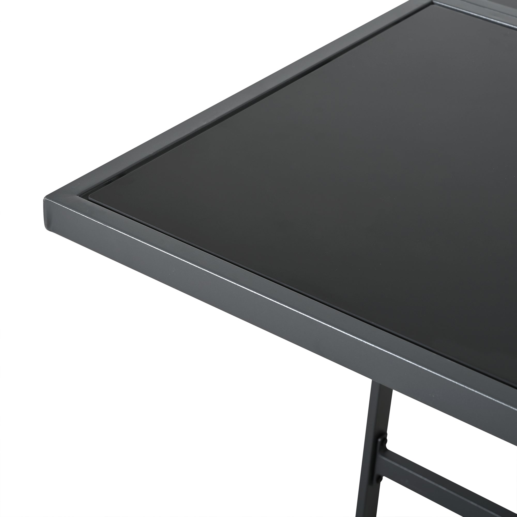 Vetra – Ensemble Table de Jardin 117 cm avec 4 Fauteuils & 2 Poufs – Blanc & Noir