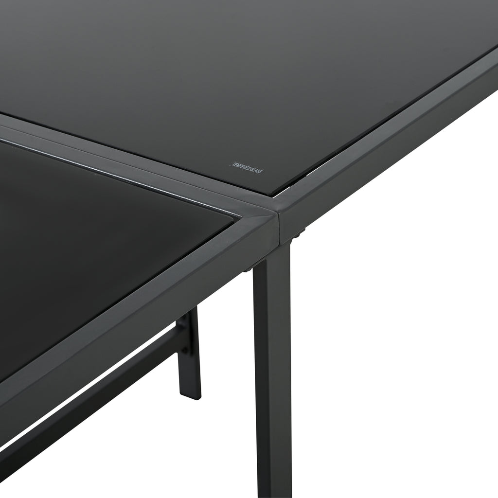 Vetra – Ensemble Table de Jardin 117 cm avec 4 Fauteuils & 2 Poufs – Blanc & Noir