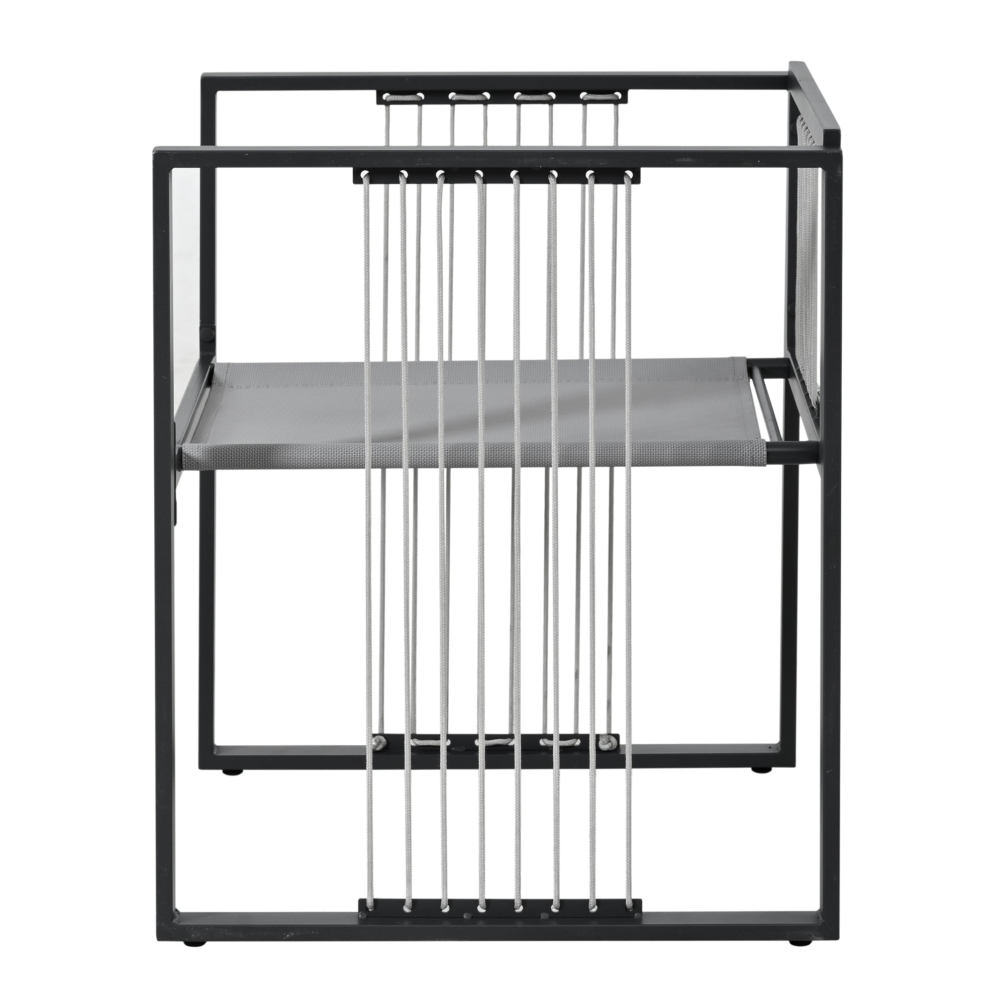 Vetra – Ensemble Table de Jardin 117 cm avec 4 Fauteuils & 2 Poufs – Blanc & Noir