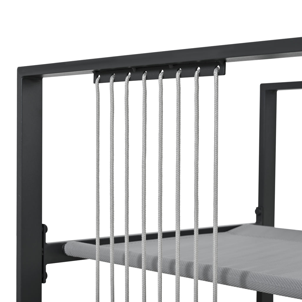 Vetra – Ensemble Table de Jardin 117 cm avec 4 Fauteuils & 2 Poufs – Blanc & Noir