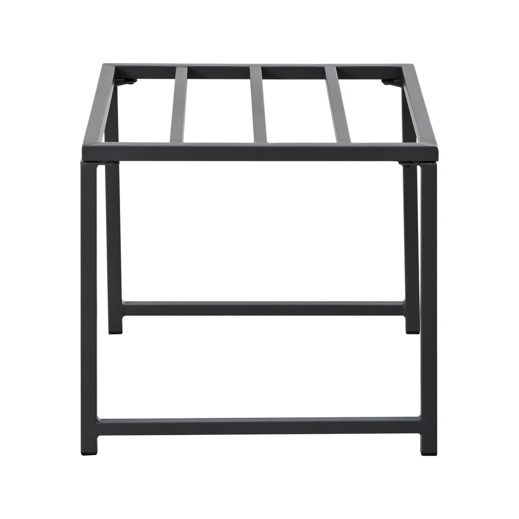 Vetra – Ensemble Table de Jardin 117 cm avec 4 Fauteuils & 2 Poufs – Blanc & Noir