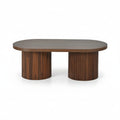 Solen – Table Basse Ovale en Noyer à Pieds Cannelés