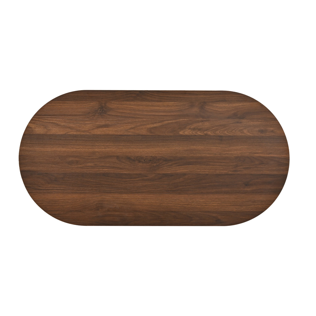 Solen – Table Basse Ovale en Noyer à Pieds Cannelés