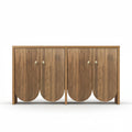 Arvo - 4-Door Walnut Effect Wooden Sideboard with Grooved Fronts - 147 cm