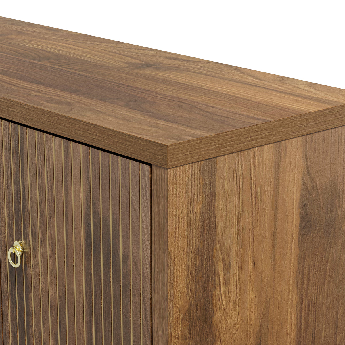 Arvo - 4-Door Walnut Effect Wooden Sideboard with Grooved Fronts - 147 cm
