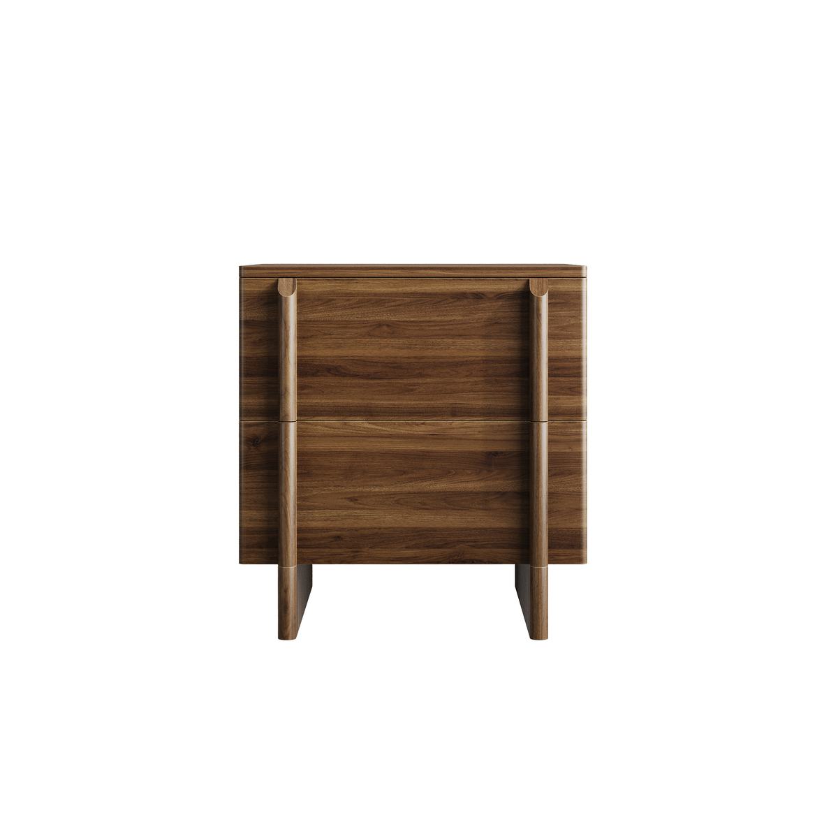 Noma – Table de Chevet en Bois Effet Noyer à 2 Tiroirs – 48 cm