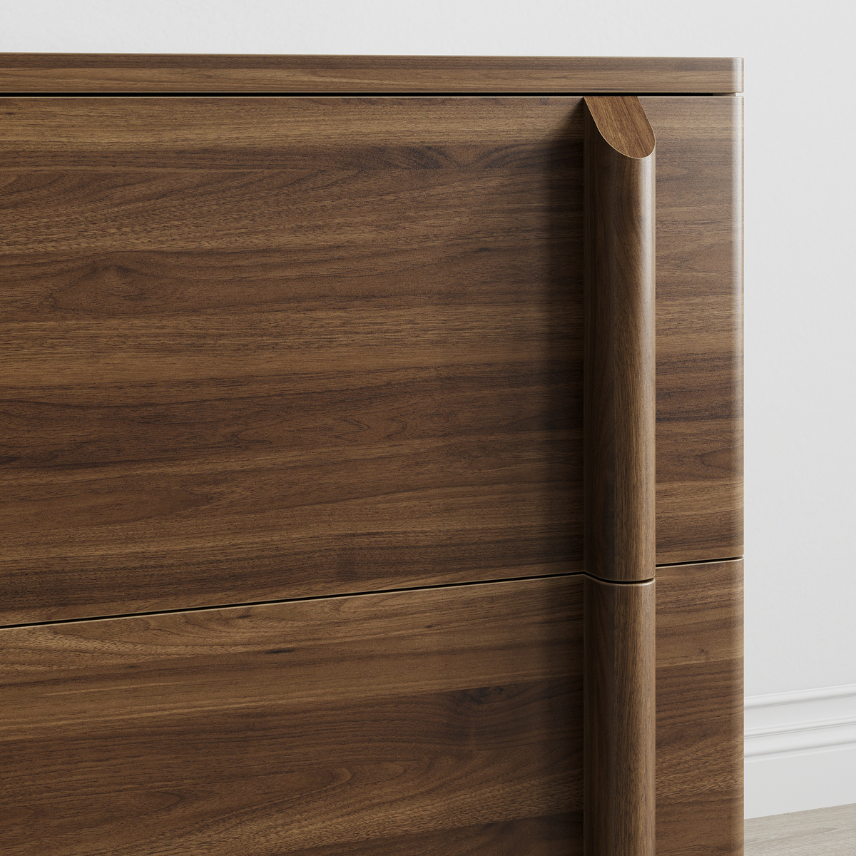 Noma – Table de Chevet en Bois Effet Noyer à 2 Tiroirs – 48 cm
