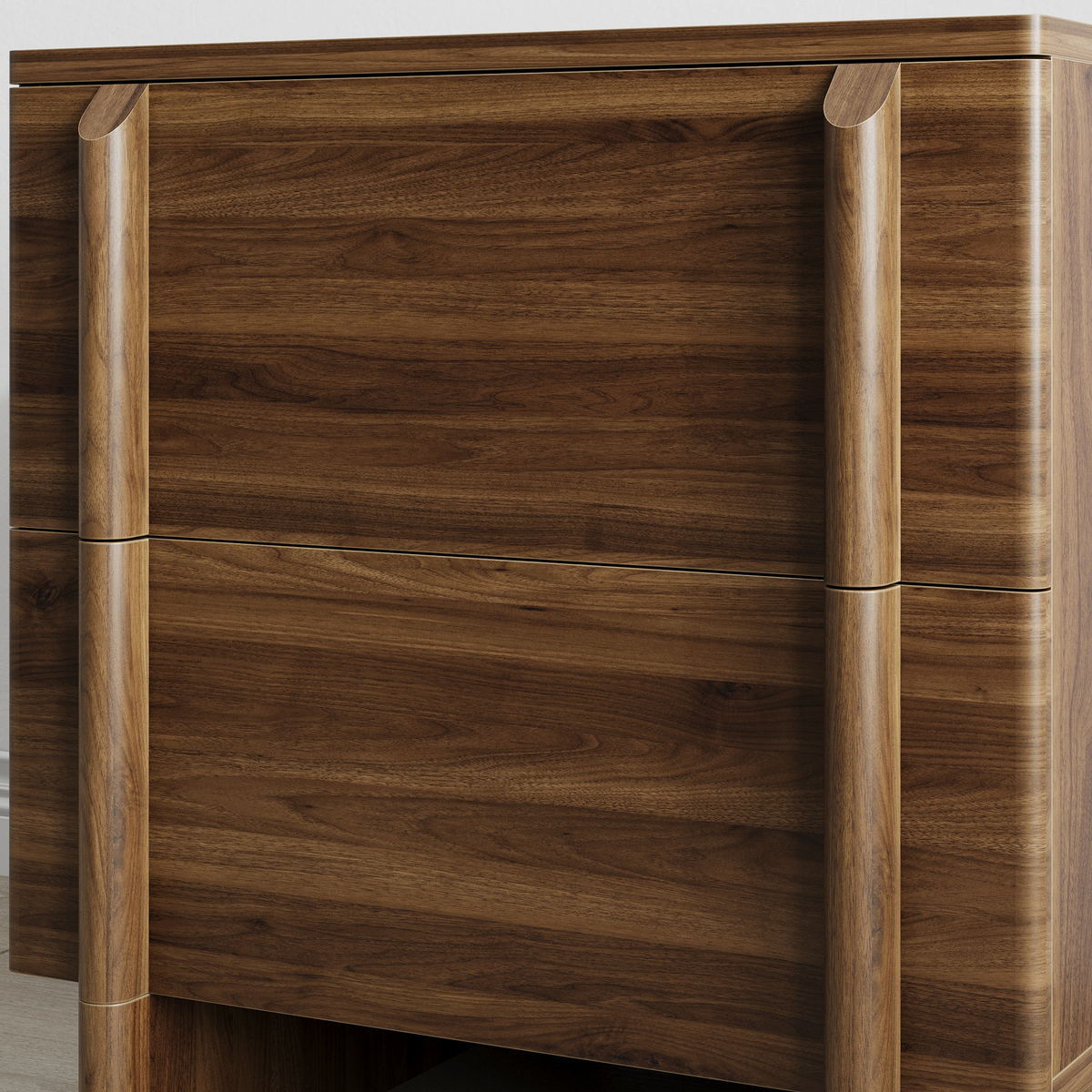 Noma – Table de Chevet en Bois Effet Noyer à 2 Tiroirs – 48 cm