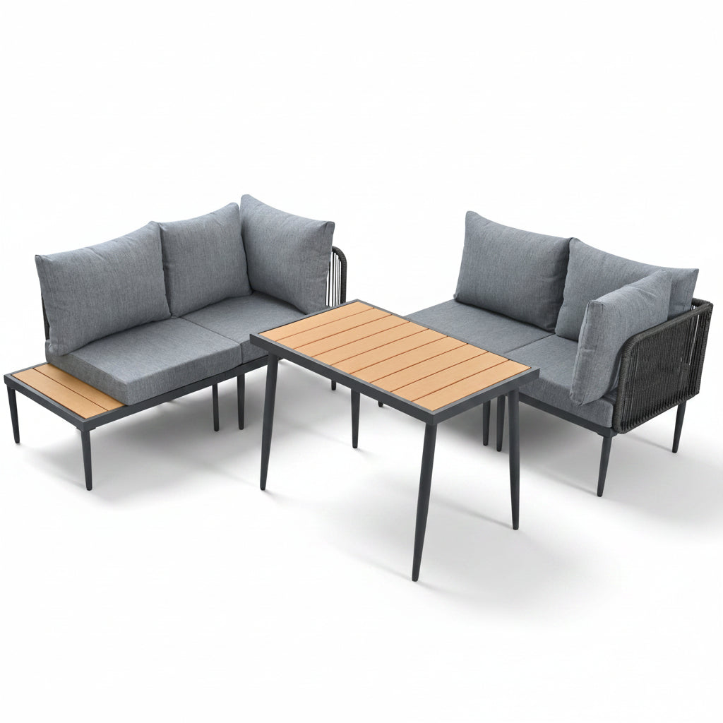 Sora – Salon de Jardin d'Angle avec Table à Manger – 4 Places