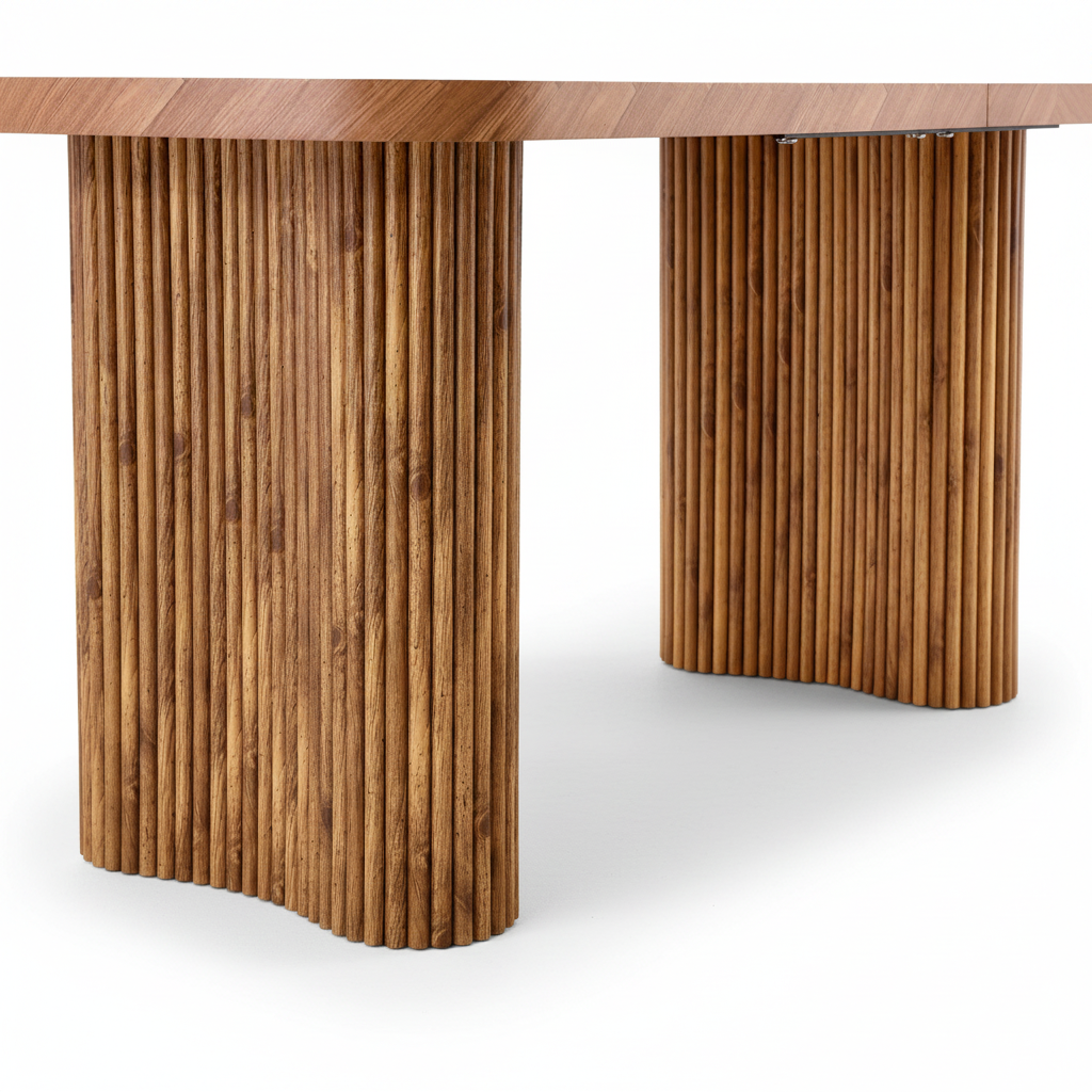 Arvo – Table à Manger Ovale 180 cm en Bois Noyer avec Pieds Sculpturaux