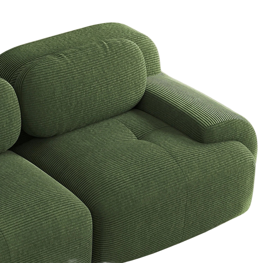 Arvo – Canapé Droit Modulaire en Velours Côtelé Vert – 2, 3 ou 4 Places