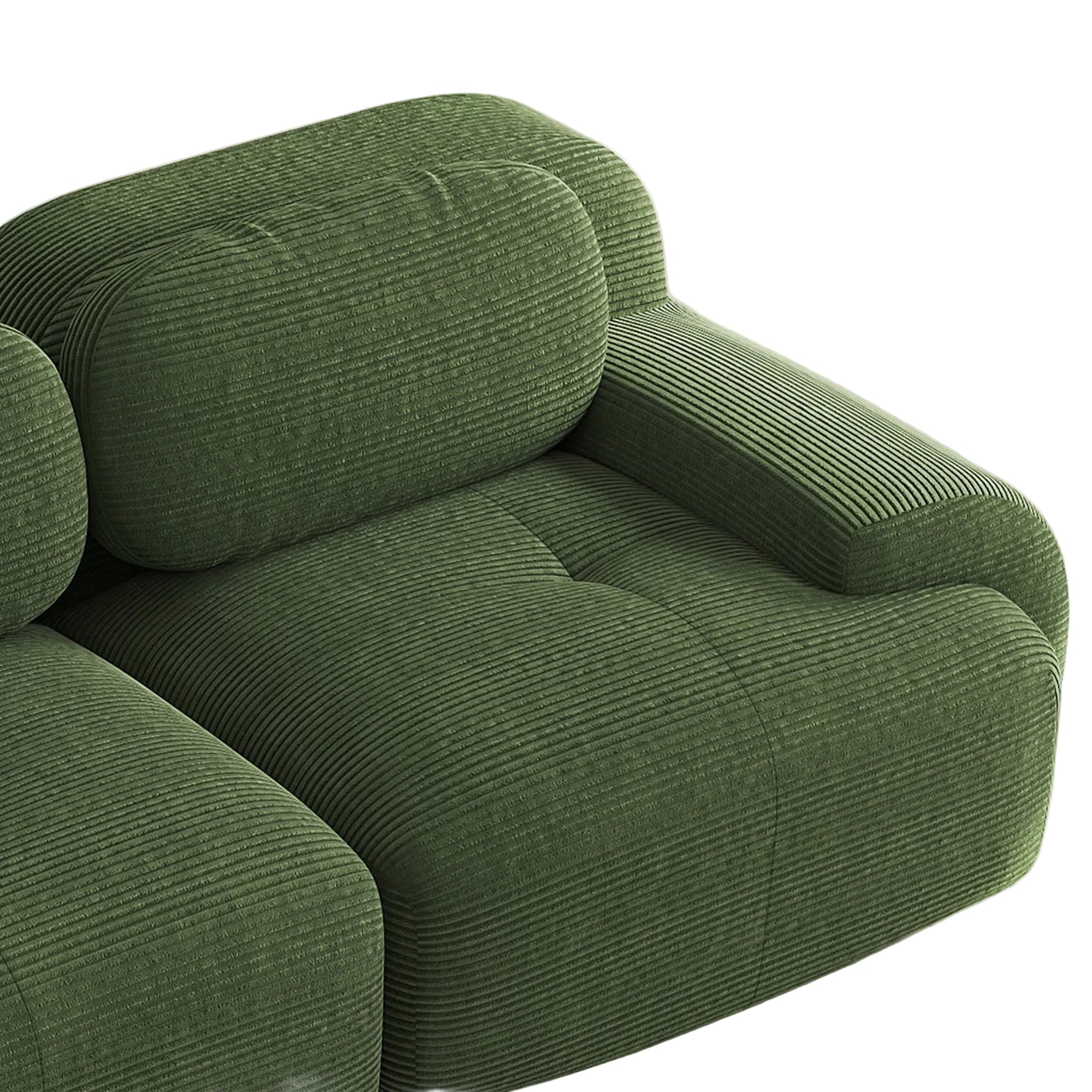 Arvo – Canapé Droit Modulaire en Velours Côtelé Vert – 2, 3 ou 4 Places