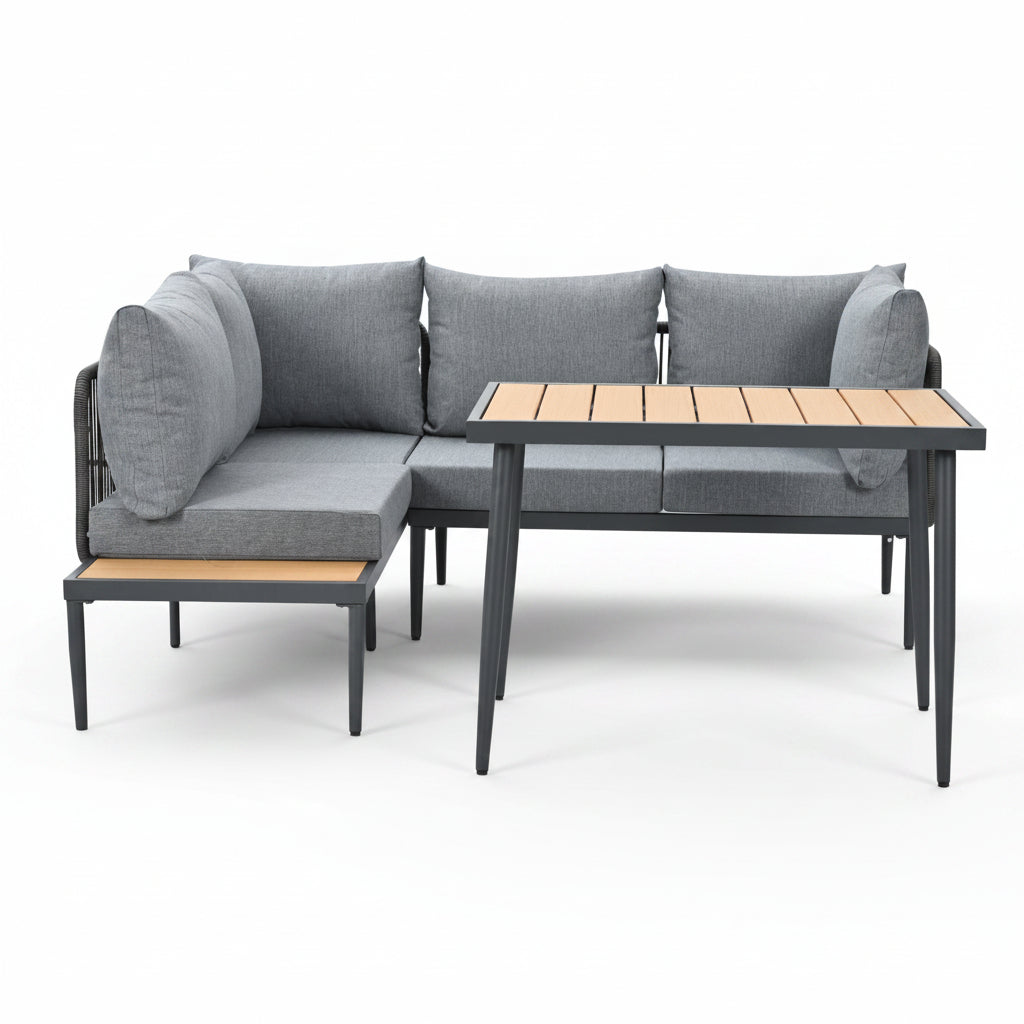 Sora – Salon de Jardin d'Angle avec Table à Manger – 4 Places