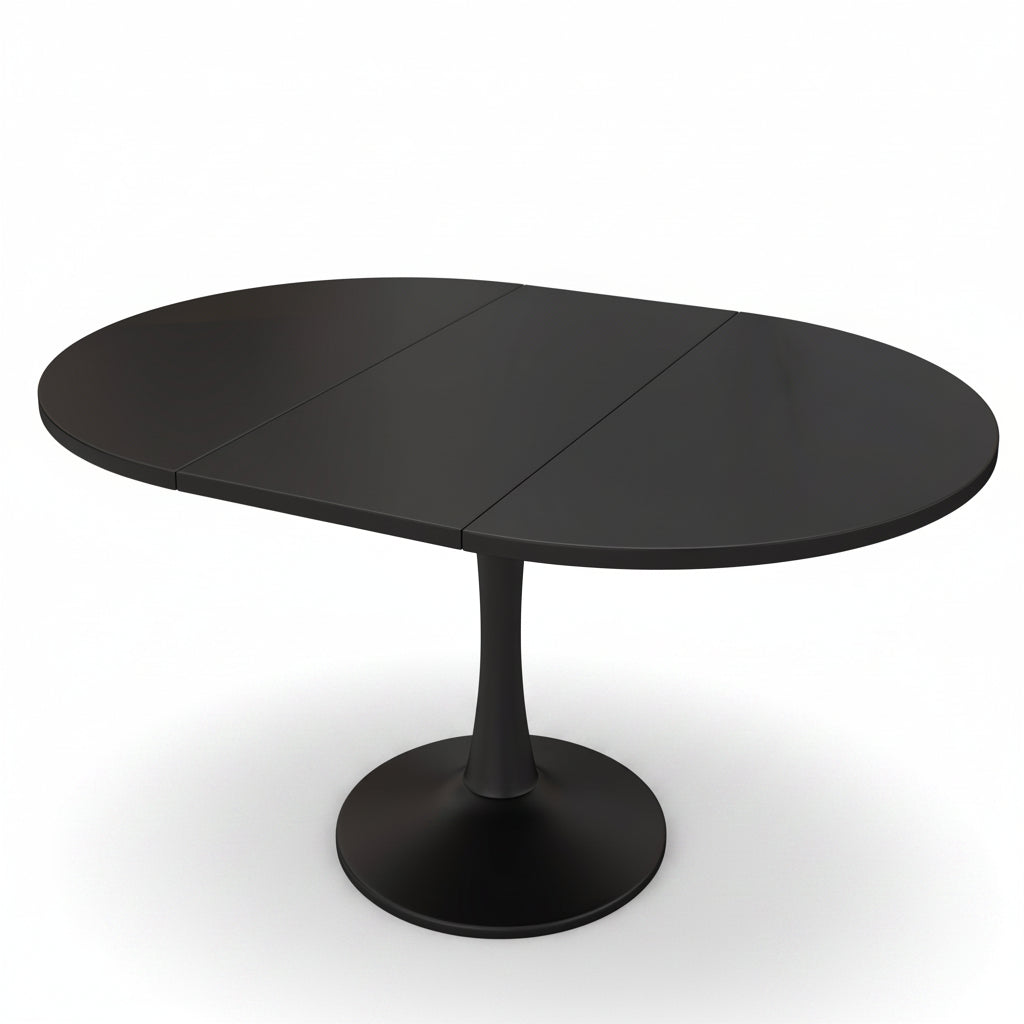 Sora – Table à Manger Ovale Extensible 4–6 Personnes Noir 100/140*100*75cm