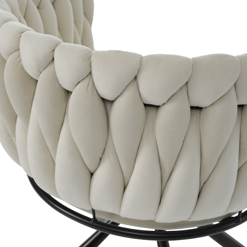 Oria – Chaise Modern Pivotante Velours Beige – Lot de 2