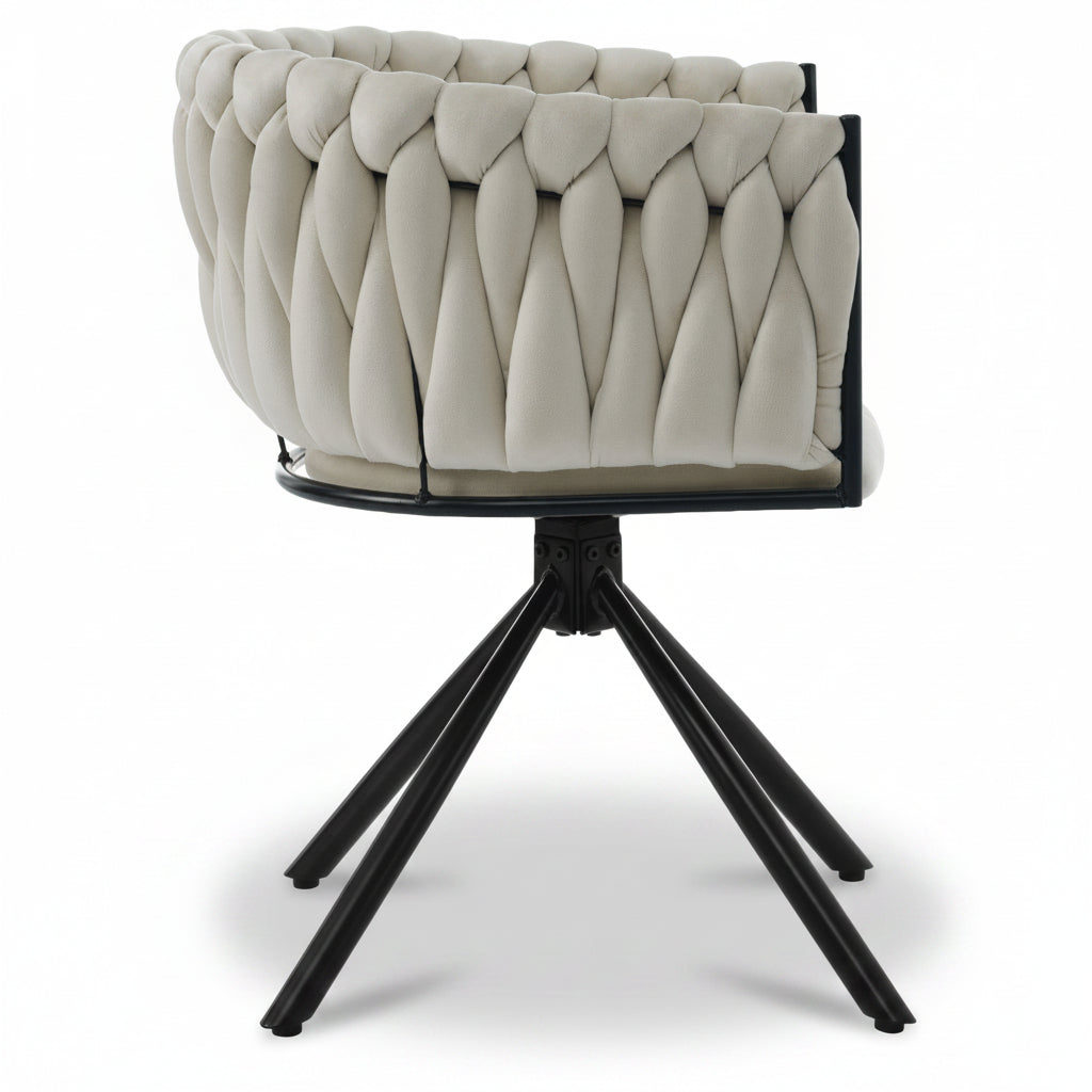 Oria – Chaise Modern Pivotante Velours Beige – Lot de 2