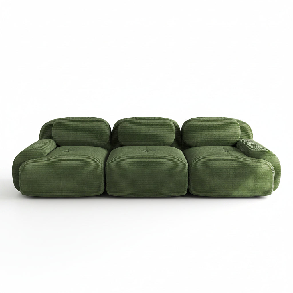 Arvo – Canapé Droit Modulaire en Velours Côtelé Vert – 2, 3 ou 4 Places