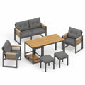 Vetra – Ensemble Salon de Jardin Modulable avec Table Repas & Poufs – 6 Places