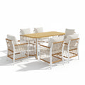 Sora – Salon de Jardin 6 Places avec Table Rectangulaire & Chaises Tressées