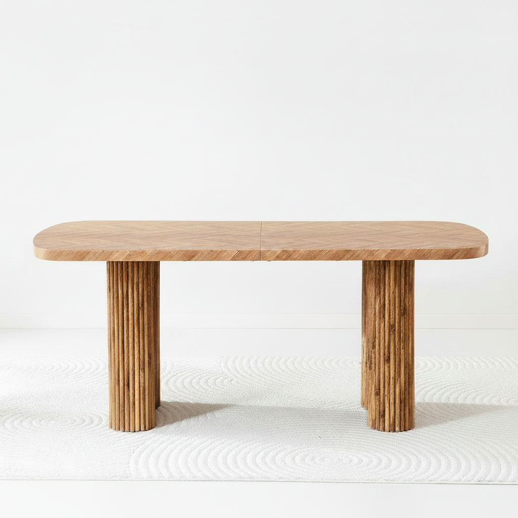 Arvo – Table à Manger Ovale 180 cm en Bois Noyer avec Pieds Sculpturaux