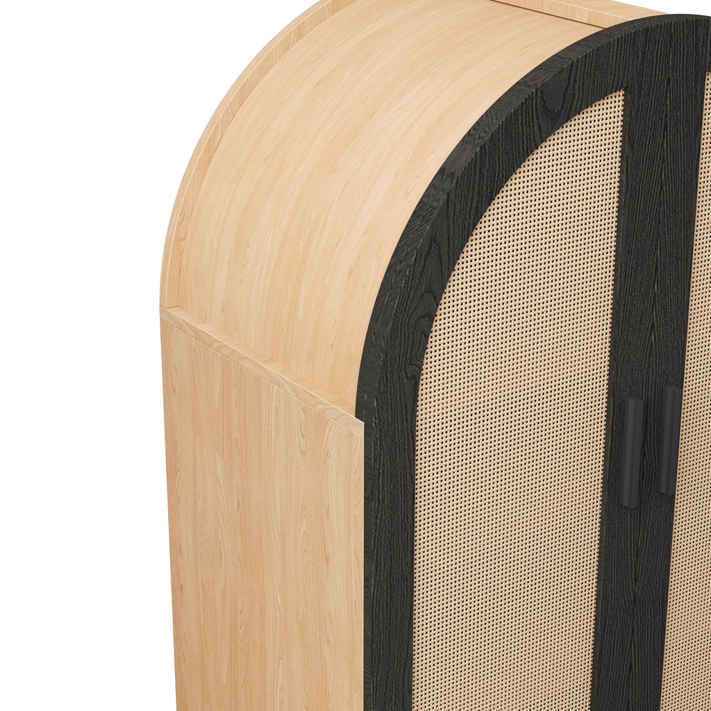 Lune – Meuble de Rangement Arqué en Cannage & Noir – 2 Portes