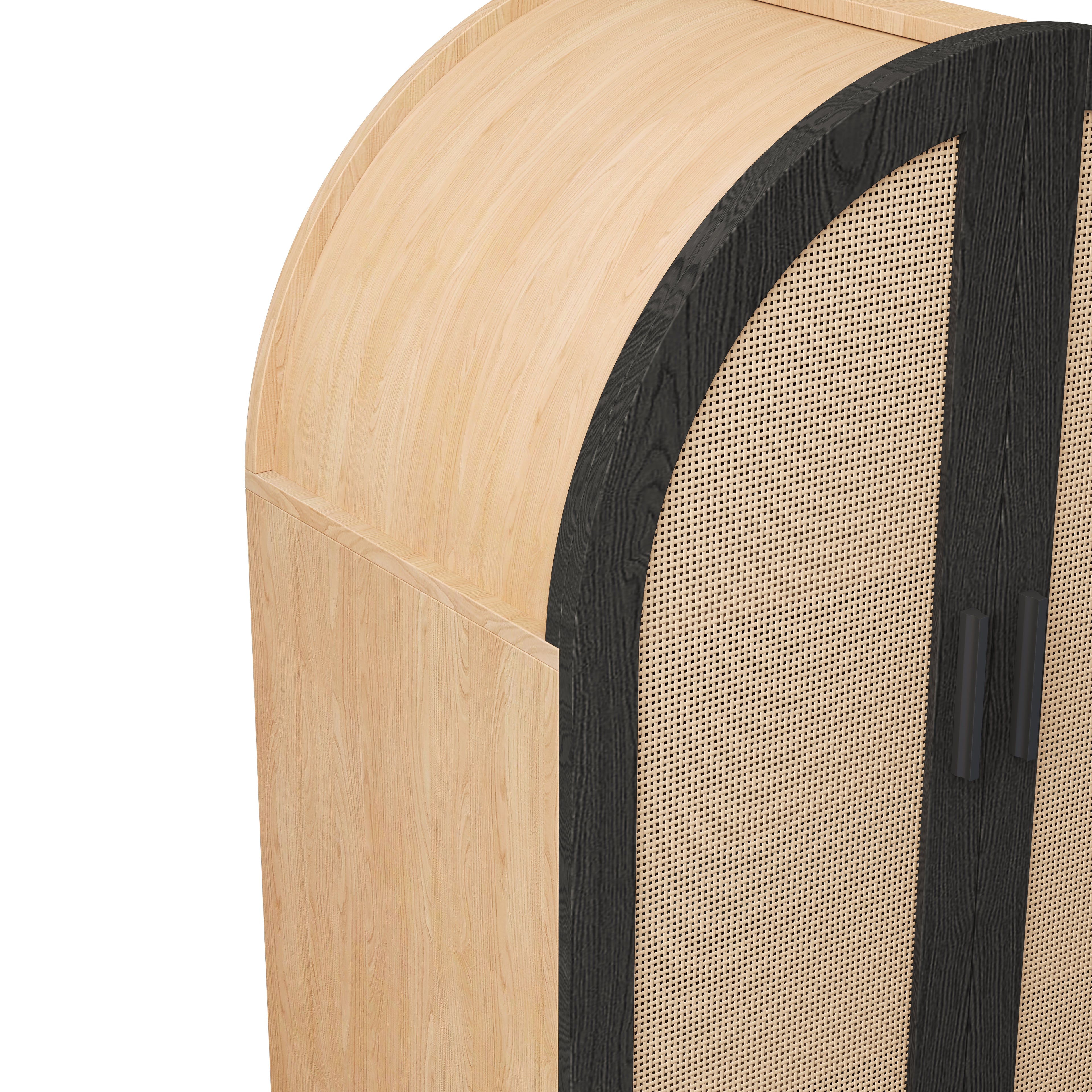Lune – Meuble de Rangement Arqué en Cannage & Noir – 2 Portes