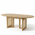 Sora – Table à Manger Ovale Extensible 6–8 Personnes en Chêne & Rotin 150/200*90*75cm