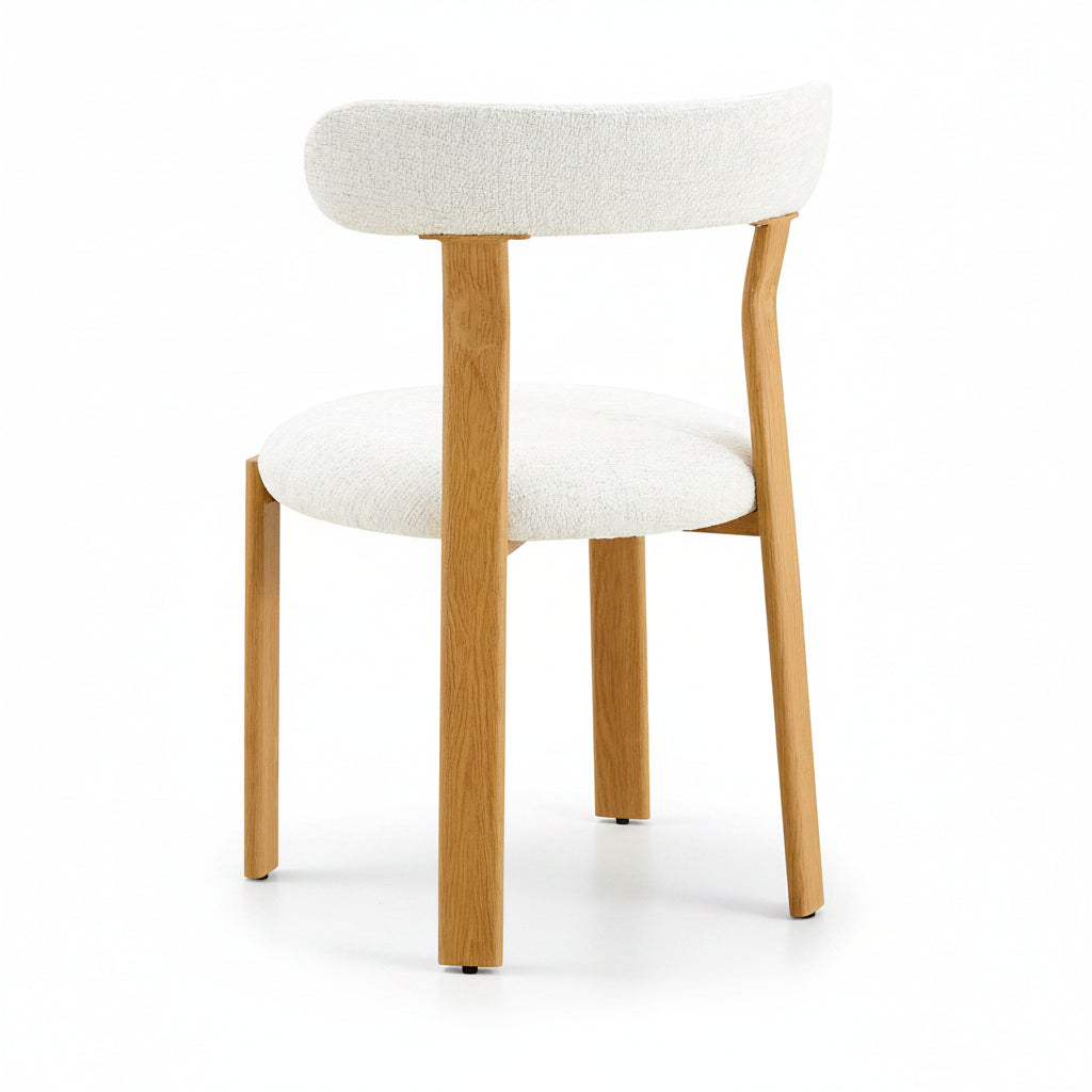 Auro – Chaise Scandinave en Bois Massif & Bouclé Crème – Lot de 2