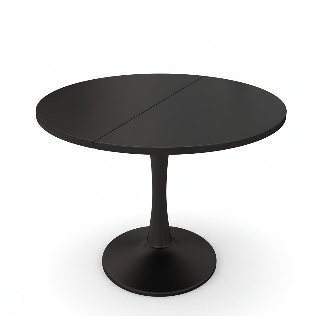 Sora – Table à Manger Ovale Extensible 4–6 Personnes Noir 100/140*100*75cm