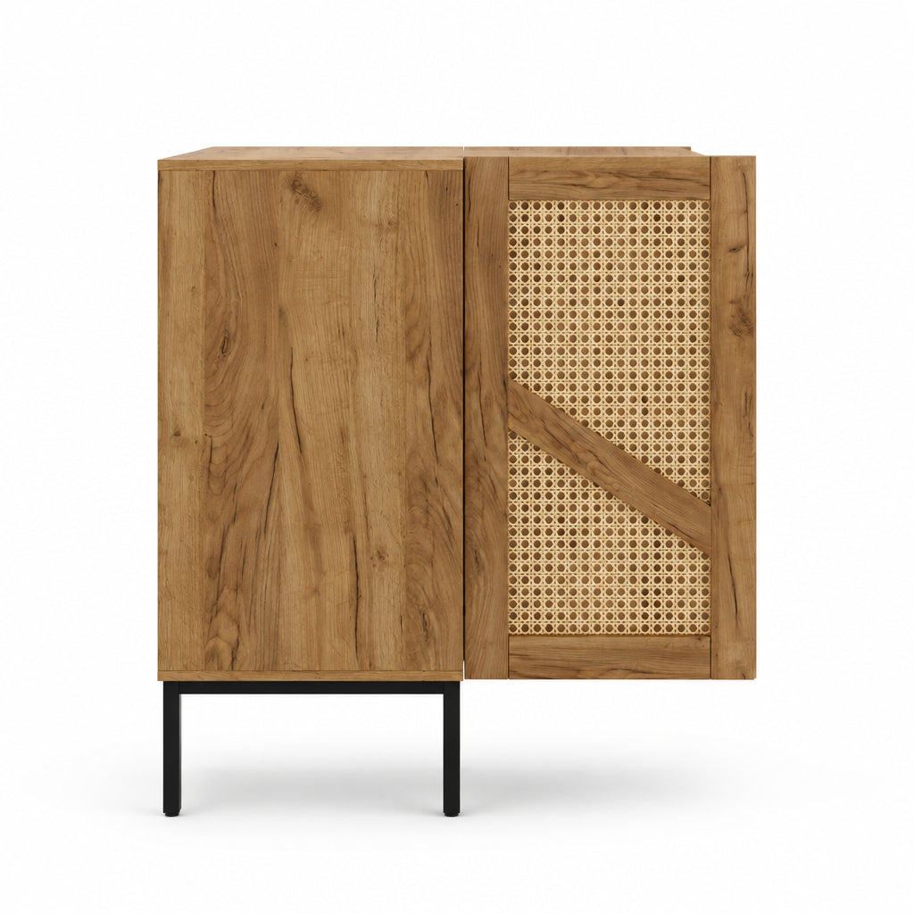 Noma – Meuble de Rangement en Bois & Cannage – 2 Portes, 70 cm
