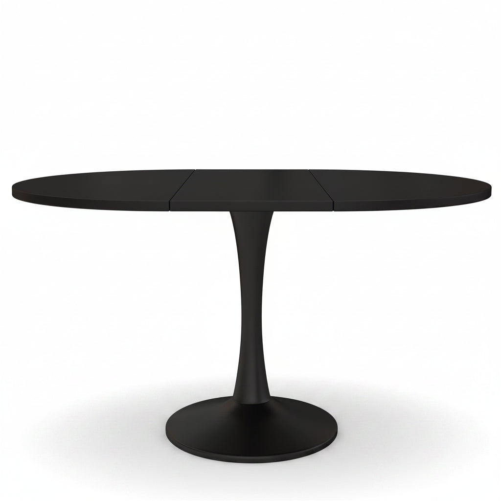 Sora – Table à Manger Ovale Extensible 4–6 Personnes Noir 100/140*100*75cm