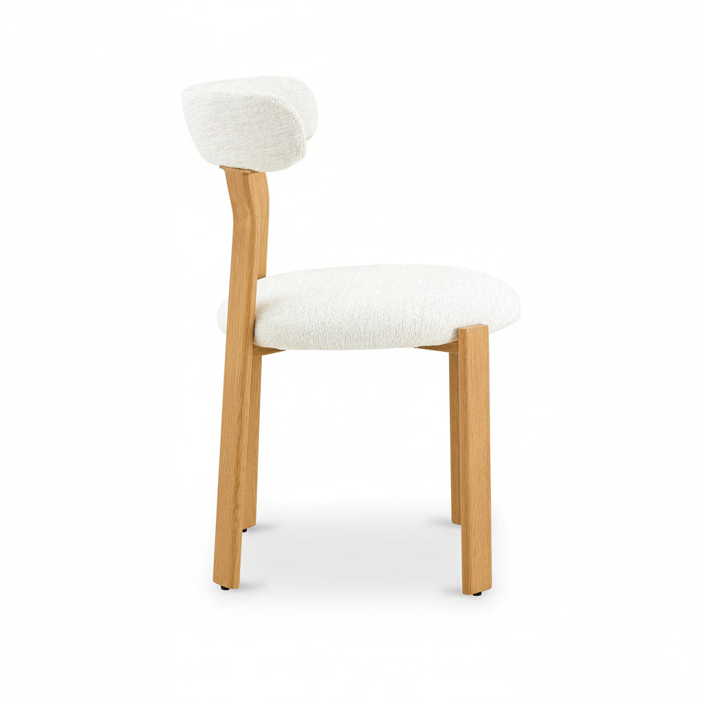 Auro – Chaise Scandinave en Bois Massif & Bouclé Crème – Lot de 2