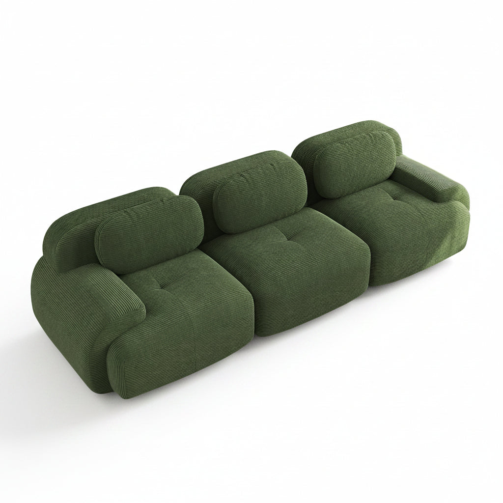 Arvo – Canapé Droit Modulaire en Velours Côtelé Vert – 2, 3 ou 4 Places