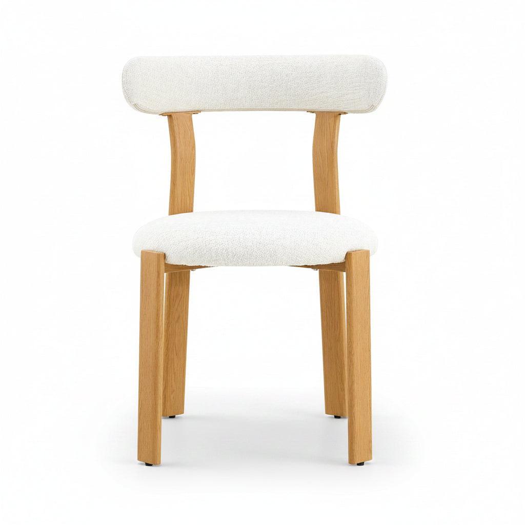 Auro – Chaise Scandinave en Bois Massif & Bouclé Crème – Lot de 2