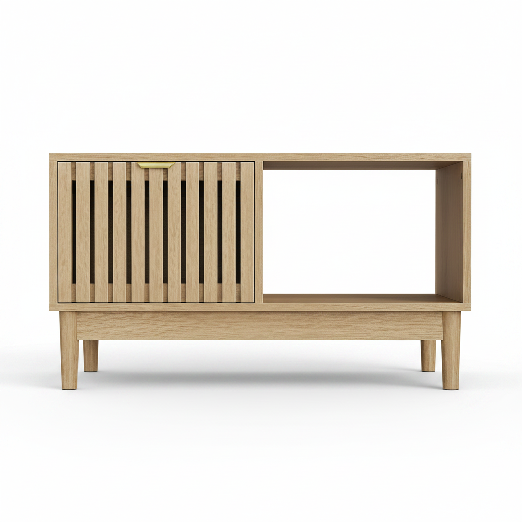 Noma – Table Basse Scandinave avec Rangement en Bois Clair