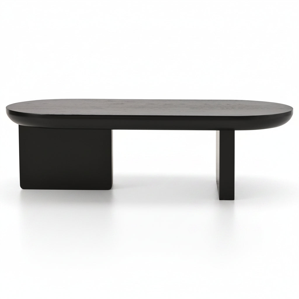 Oria – Table Basse Ovale Noire en MDF Design Minimaliste – 120 cm