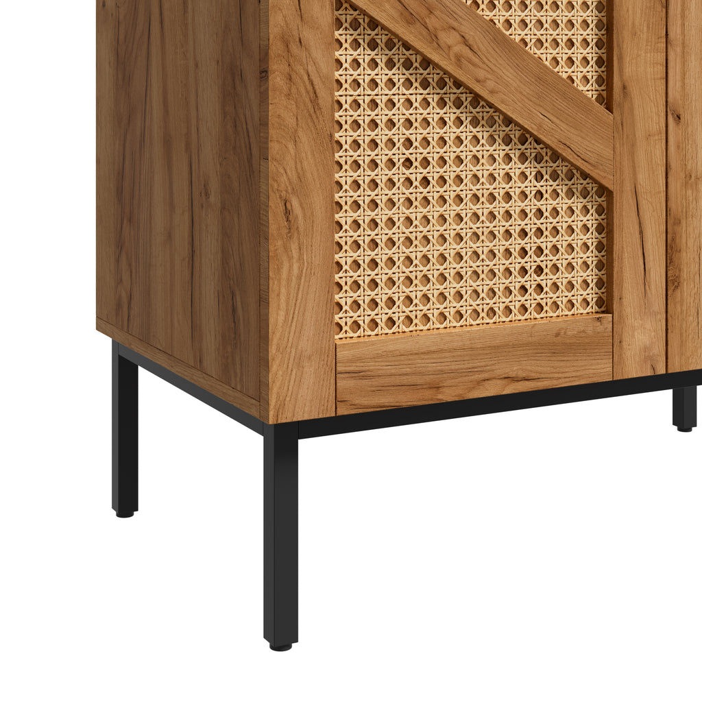 Noma – Meuble de Rangement en Bois & Cannage – 2 Portes, 70 cm