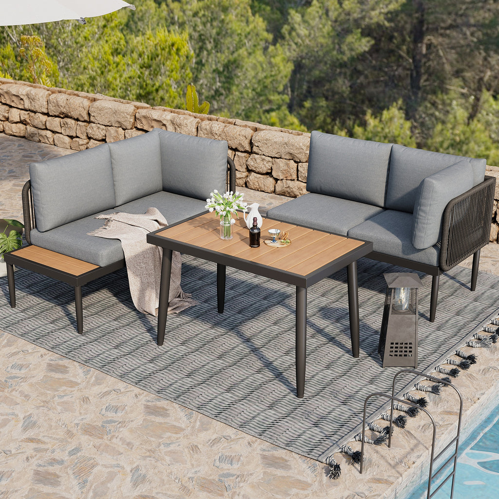 Sora – Salon de Jardin d'Angle avec Table à Manger – 4 Places