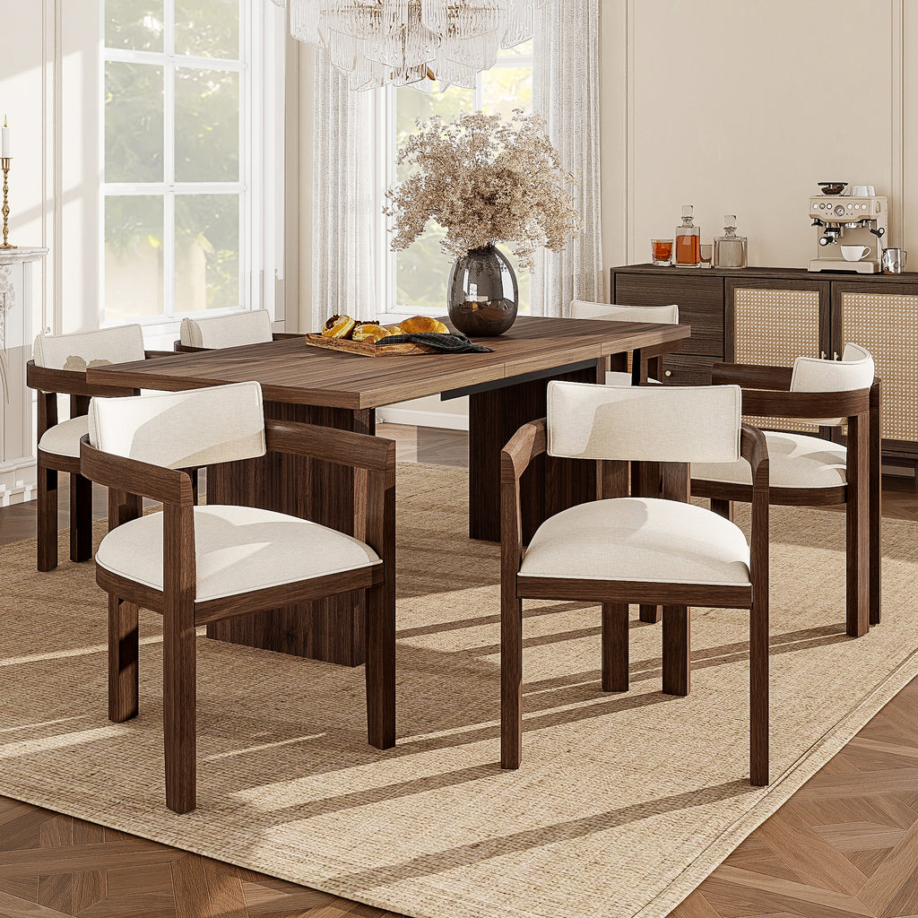 Noma – Silla de comedor de madera maciza y lino – Juego de 2
