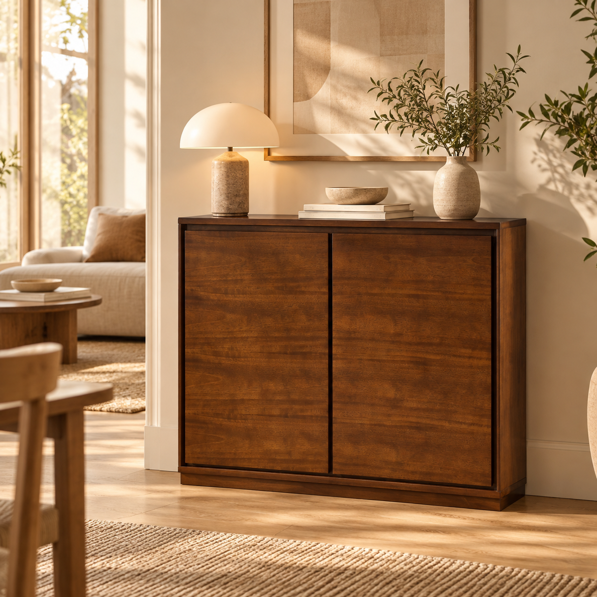 Milo – Buffet Moderne en Finition Noyer avec Rangements – 99 cm