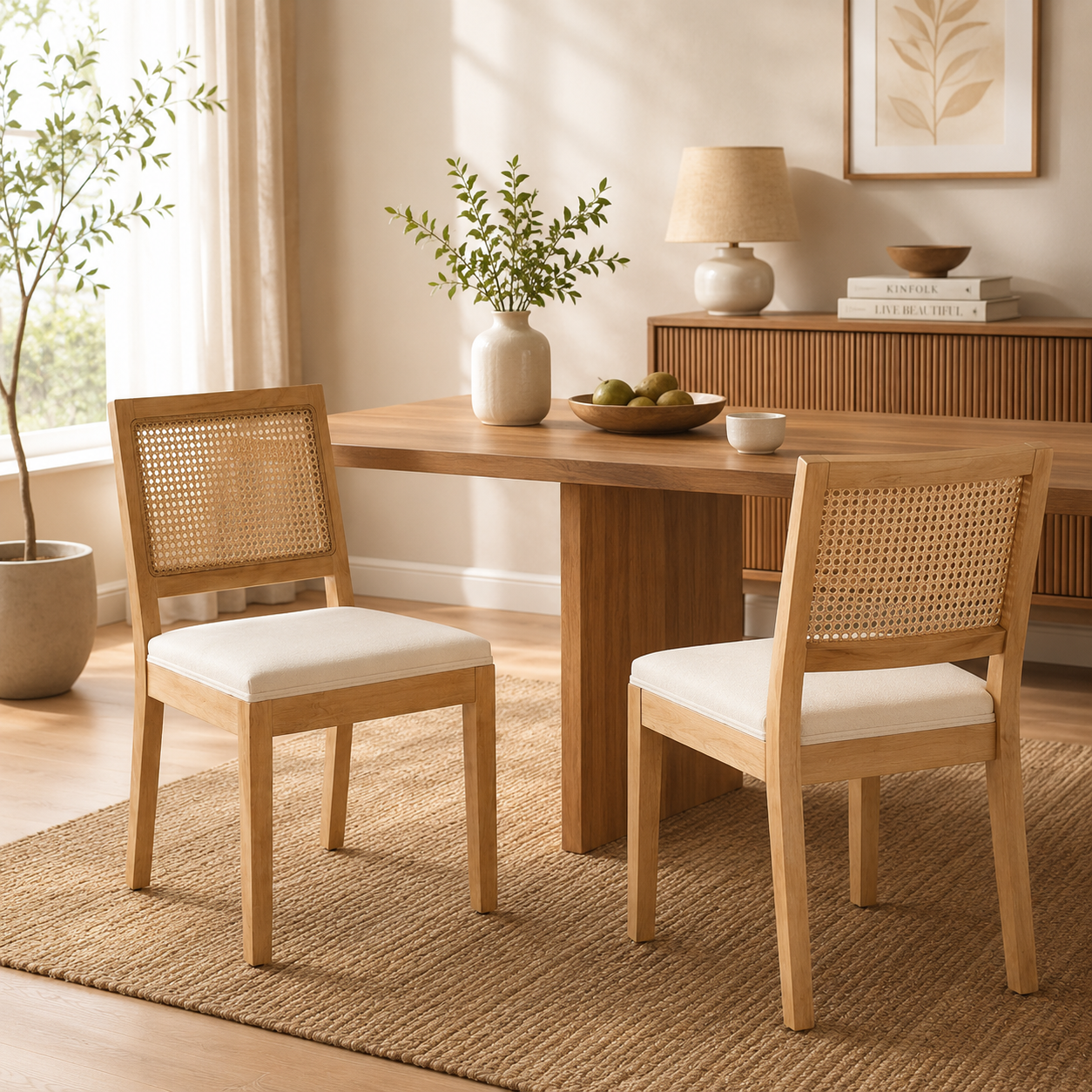 Elva – Chaise Cannage & Bois Massif Style French Country – Lot de 2