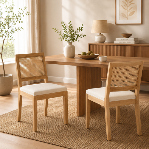 Elva – Chaise Cannage & Bois Massif Style French Country – Lot de 2