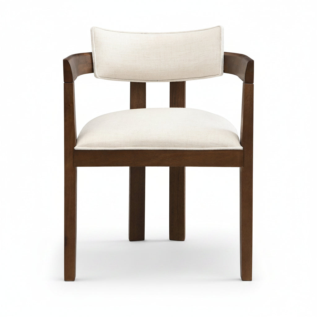 Noma – Silla de comedor de madera maciza y lino – Juego de 2