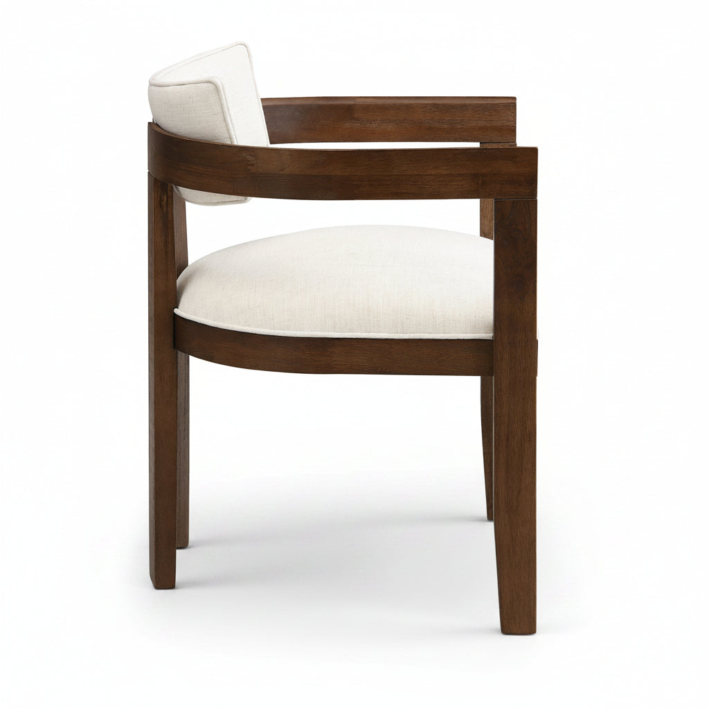 Noma – Silla de comedor de madera maciza y lino – Juego de 2