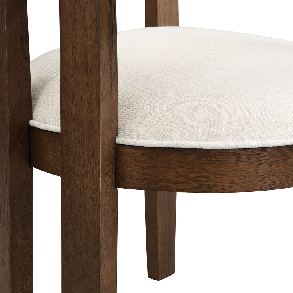 Noma – Silla de comedor de madera maciza y lino – Juego de 2
