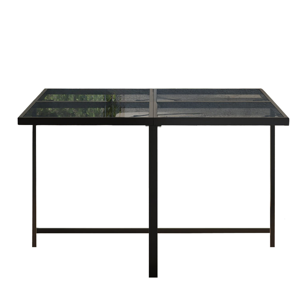 Vetra – Ensemble Table de Jardin 117 cm avec 4 Fauteuils & 2 Poufs – Blanc & Noir