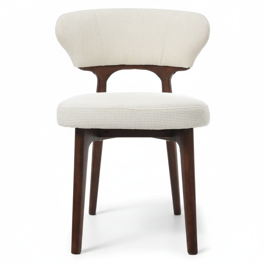 Noma – Chaise Scandinave Chenille Crème & Bois Noyer
