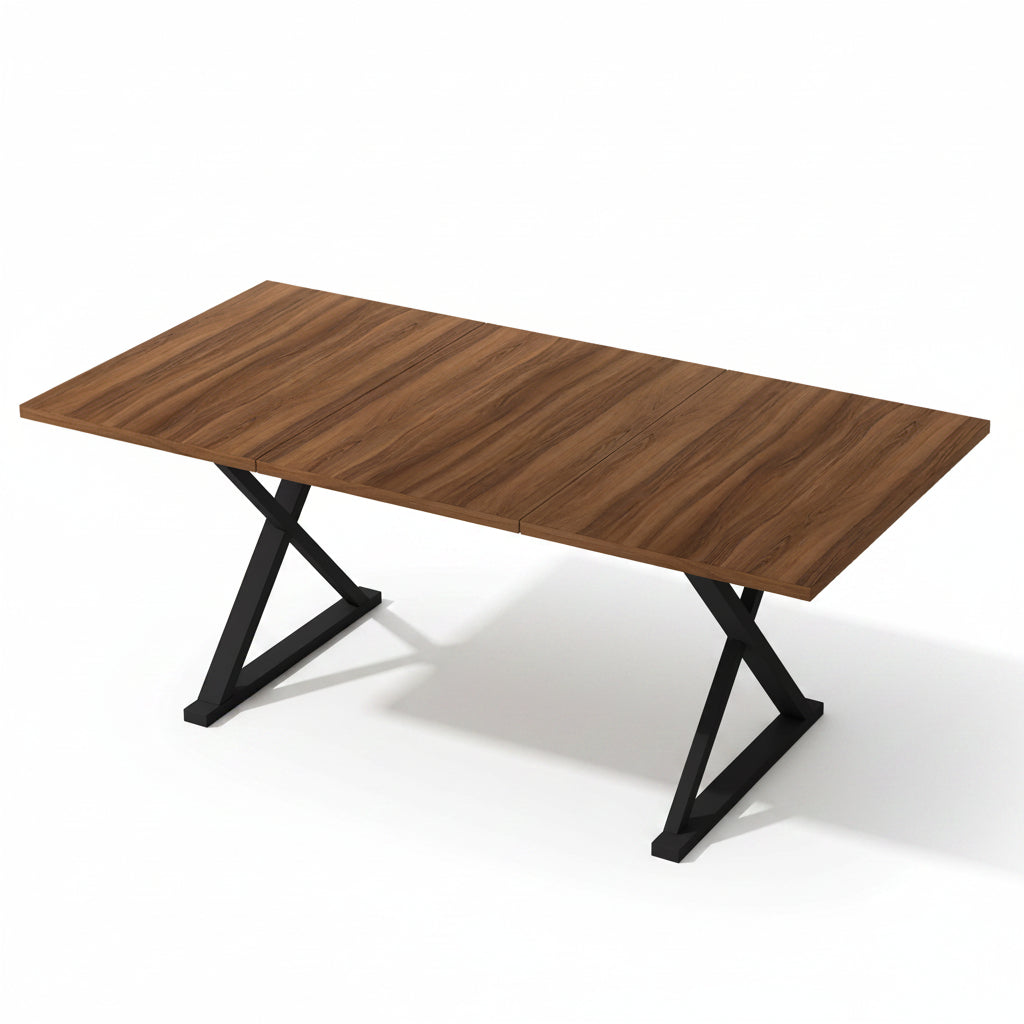 Vetra – Rectangular Dining Table for 6-8 People in Walnut & Black Metal 180*90cm