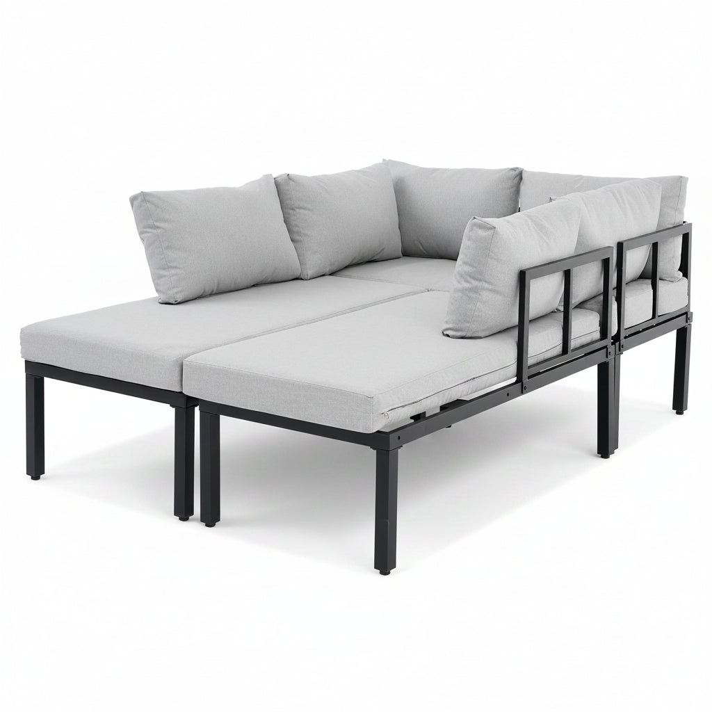 Sora – Salon de Jardin Modulable 6 Personnes avec Table Basse – Gris