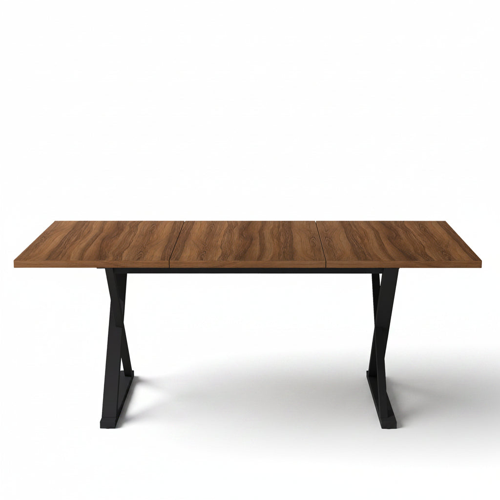 Vetra – Rectangular Dining Table for 6-8 People in Walnut & Black Metal 180*90cm